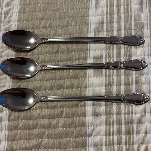 Vtg Wm A Rogers Oneida Ltd Fenway/Daydreams Stainless Flatware 3 Ice Tea Spoons - Picture 4 of 10